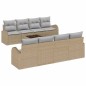 vidaXL Set di divani da giardino 9 pezzi con cuscini Beige Rattan