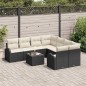 vidaXL Set Divano da Giardino a 9 Pezzi con Cuscini Rattan Nero Polyrattan