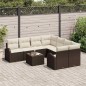 vidaXL Set di divano da giardino in 9 pezzi con cuscini in rattan sintetico marrone