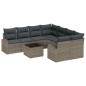 vidaXL Set Divano Giardino 9 Pezzi con Cuscini Grigio Polyrattan