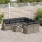 vidaXL Set Divano Giardino 9 Pezzi con Cuscini Grigio Polyrattan
