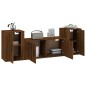 Set Mobili Porta TV 3 pz Rovere Marrone in Legno Multistrato Set Mobili Porta TV 3 pz Rovere Marrone in Legno Multistrato