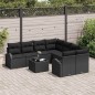 vidaXL Set di Sofà da Giardino 9 Pezzi con Cuscini Neri in Polyrattan