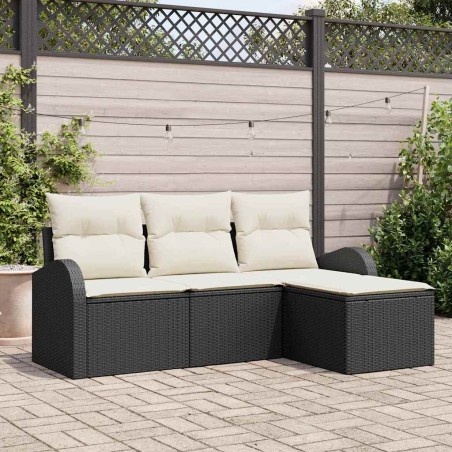 vidaXL Set Giardino 4 Pezzi con Cuscini in Rattan Sintetico Nero