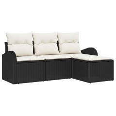 vidaXL Set Giardino 4 Pezzi con Cuscini in Rattan Sintetico Nero
