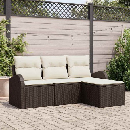 vidaXL Set giardino 4 pezzi vitaXL con cuscini in rattan sintetico marrone
