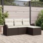 vidaXL Set giardino 4 pezzi vitaXL con cuscini in rattan sintetico marrone