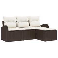 vidaXL Set giardino 4 pezzi vitaXL con cuscini in rattan sintetico marrone