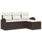 vidaXL Set giardino 4 pezzi vitaXL con cuscini in rattan sintetico marrone