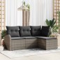 vidaXL Set giardino 4 pezzi con cuscini grigi in poly rattan