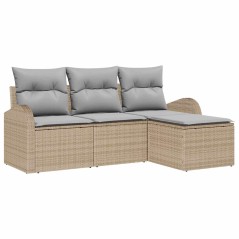 vidaXL Set di divanetti da giardino di 4 pezzi con cuscini beige in polirattan