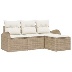 vidaXL Set Giardino 4 Pezzi con Cuscini Beige in Rattan