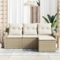 vidaXL Set Giardino 4 Pezzi con Cuscini Beige in Rattan