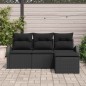 vidaXL Set da giardino di 4 pezzi con cuscini in polietilene nero