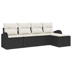 vidaXL Set da Giardino in 5 Pezzi con Cuscini Neri in Rattan Sintetico