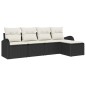 vidaXL Set da Giardino in 5 Pezzi con Cuscini Neri in Rattan Sintetico