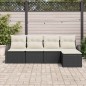 vidaXL Set da Giardino in 5 Pezzi con Cuscini Neri in Rattan Sintetico