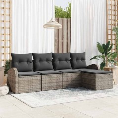 vidaXL Set da Giardino 5 Pezzi con Cuscini Grigi in Rattan Sintetico