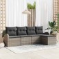vidaXL Set da Giardino 5 Pezzi con Cuscini Grigi in Rattan Sintetico vidaXL Set da Giardino 5 Pezzi con Cuscini Grigi in Rattan Sintetico