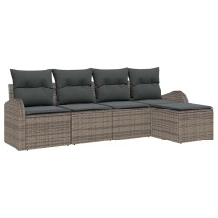 vidaXL Set da Giardino 5 Pezzi con Cuscini Grigi in Rattan Sintetico