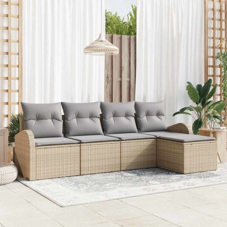 vidaXL Set da Giardino con 5 Pezzi e Cuscini Beige in Rattan