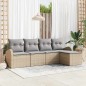 vidaXL Set da Giardino con 5 Pezzi e Cuscini Beige in Rattan