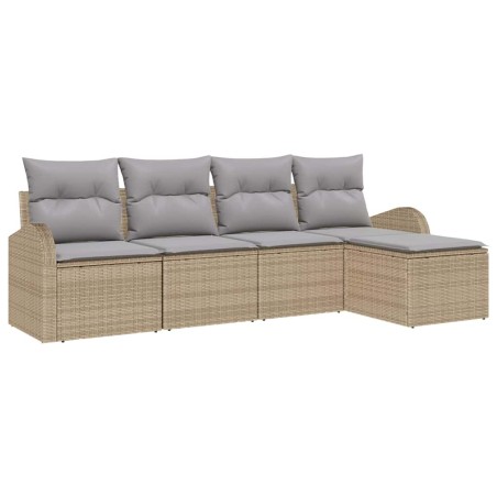 vidaXL Set da Giardino con 5 Pezzi e Cuscini Beige in Rattan