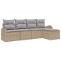 vidaXL Set da Giardino con 5 Pezzi e Cuscini Beige in Rattan