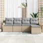 vidaXL Set da Giardino con 5 Pezzi e Cuscini Beige in Rattan