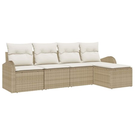 vidaXL Set di Divani da Giardino a 5 Pezzi con Cuscini Beige in Rattan Sintetico