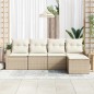 vidaXL Set di Divani da Giardino a 5 Pezzi con Cuscini Beige in Rattan Sintetico
