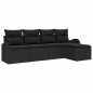 vidaXL Set di divano da giardino a 5 pezzi con cuscini in rattan sintetico nero