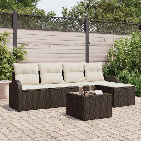 vidaXL Set Divano da Giardino 5 Pezzi in Rattan con Cuscini Grigi
