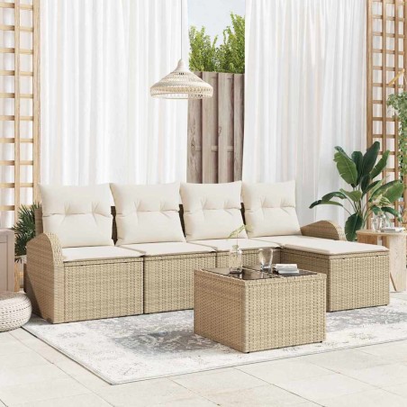 vidaXL Set di divani da giardino 6 pezzi con cuscini marroni in polirattan