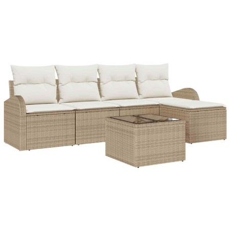 vidaXL Set di divani da giardino 6 pezzi con cuscini marroni in polirattan