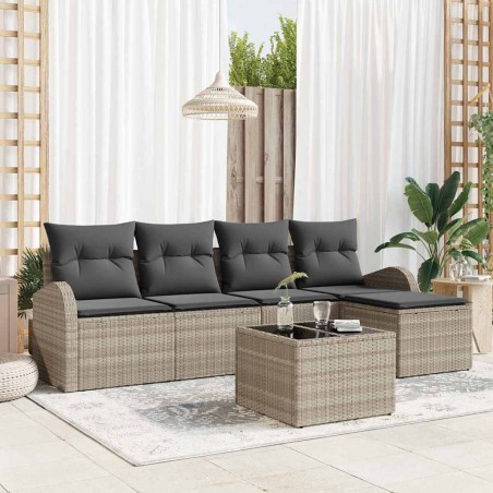 vidaXL Set di divano da giardino a 6 pezzi con cuscini grigi