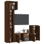 Set Mobili Porta TV 5 pz Rovere Marrone in Legno Multistrato Set Mobili Porta TV 5 pz Rovere Marrone in Legno Multistrato