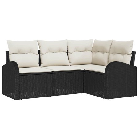 vidaXL Set di divani da giardino 4 pezzi con cuscini in rattan sintetico nero