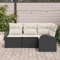 vidaXL Set di divani da giardino 4 pezzi con cuscini in rattan sintetico nero