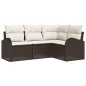 vidaXL Set di divani da giardino da 4 pezzi con cuscini in rattan sintetico marrone