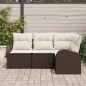 vidaXL Set di divani da giardino da 4 pezzi con cuscini in rattan sintetico marrone