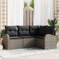 vidaXL Set Giardino 4 Pezzi con Cuscini in Rattan Sintetico Grigio