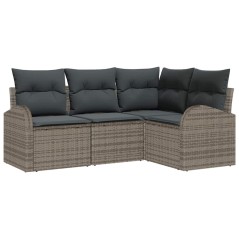 vidaXL Set Giardino 4 Pezzi con Cuscini in Rattan Sintetico Grigio