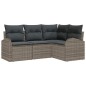 vidaXL Set Giardino 4 Pezzi con Cuscini in Rattan Sintetico Grigio