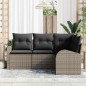 vidaXL Set Giardino 4 Pezzi con Cuscini in Rattan Sintetico Grigio