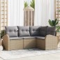 vidaXL Set di divani da giardino 4 pezzi con cuscini in rattan sintetico beige.
