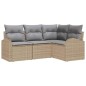 vidaXL Set di divani da giardino 4 pezzi con cuscini in rattan sintetico beige.