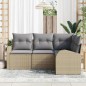 vidaXL Set di divani da giardino 4 pezzi con cuscini in rattan sintetico beige.