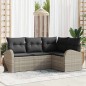 vidaXL Set Divano da Giardino 4 Pezzi con Cuscini in Rattan Sintetico Grigio Chiaro