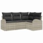 vidaXL Set Divano da Giardino 4 Pezzi con Cuscini in Rattan Sintetico Grigio Chiaro